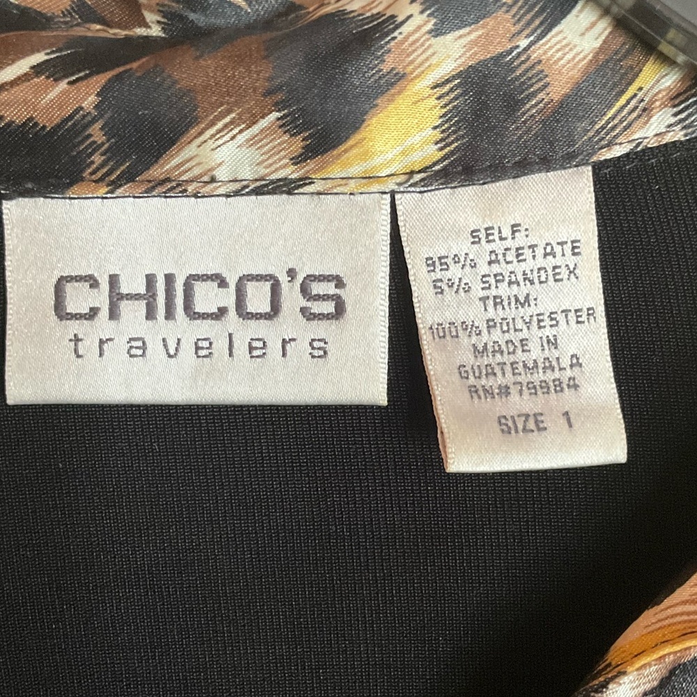 Chico’s Long Sleeve Black Shirt With Animal Print Accents - Picture 5 of 5